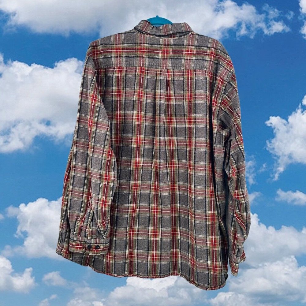 LL Bean Flannel Shirt Mens 2XL Blue Multicolor Plaid Long Sleeve Button Down - Picture 3 of 4